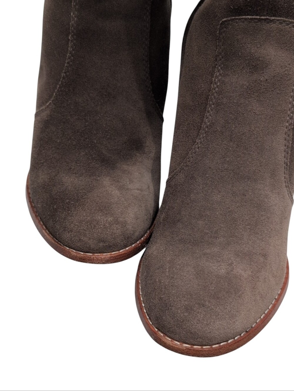 JOIE Womens Gray Pull Tab Dagny Round Toe Block Heel Leather Heeled Boots 37 - Picture 8 of 11